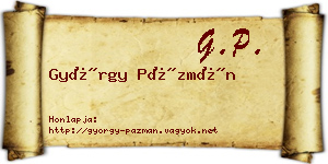 György Pázmán névjegykártya